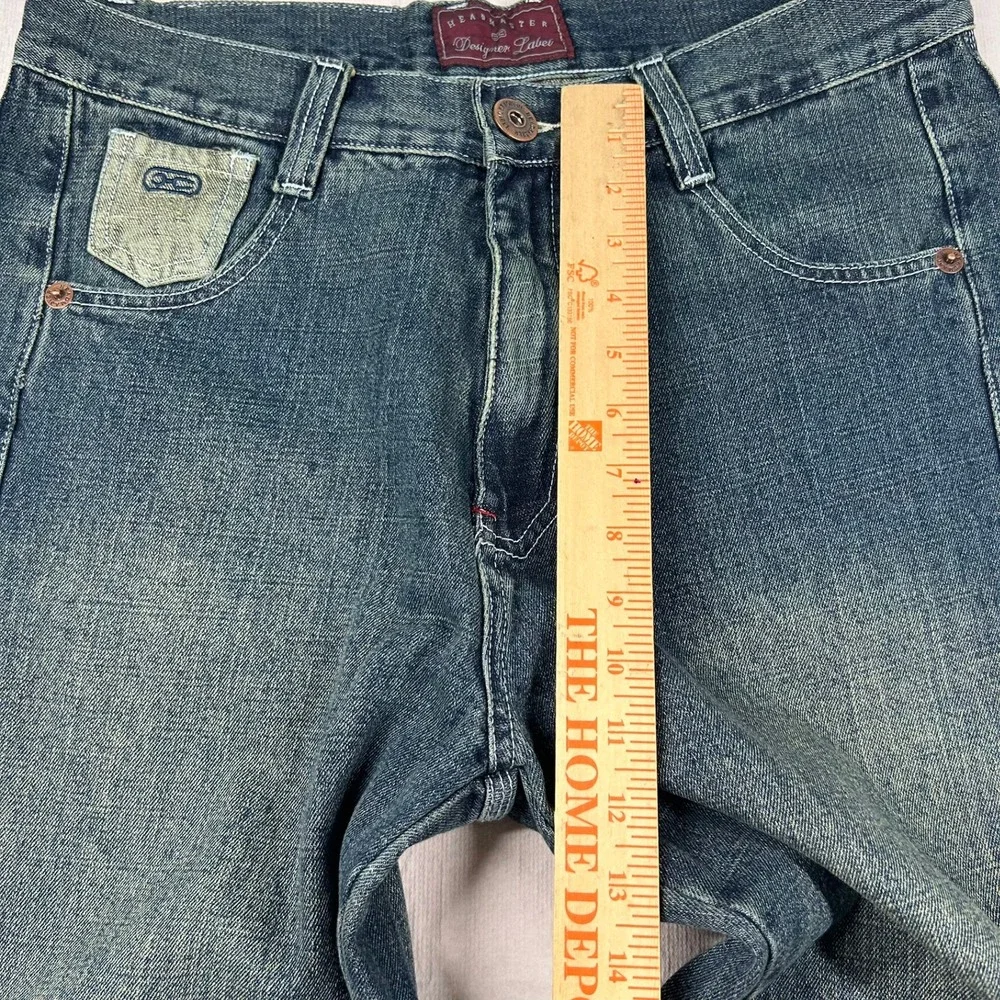 Headmaster Designer Label Jeans Mens 32x32 Baggy Wide Leg Husky Patch Y2K Skater